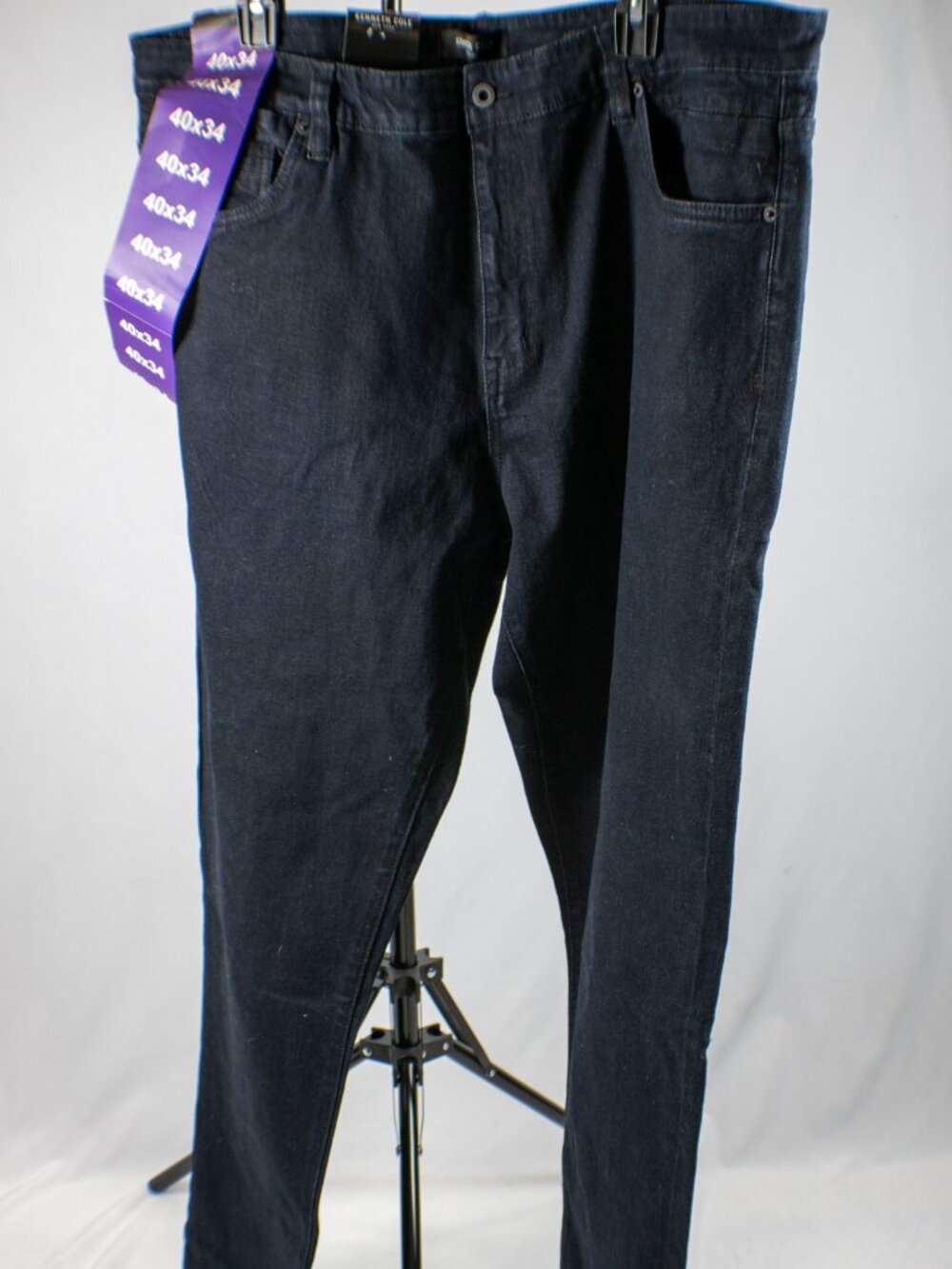 NWT Kenneth Cole New York Men's Jeans 40x34 Dark Indigo Blue Black Denim